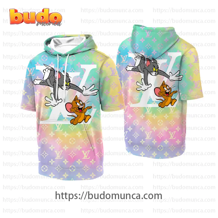 Louis vuitton and tom and jerry funny hooded short sleeve t-shirt gift uninque for kid man women